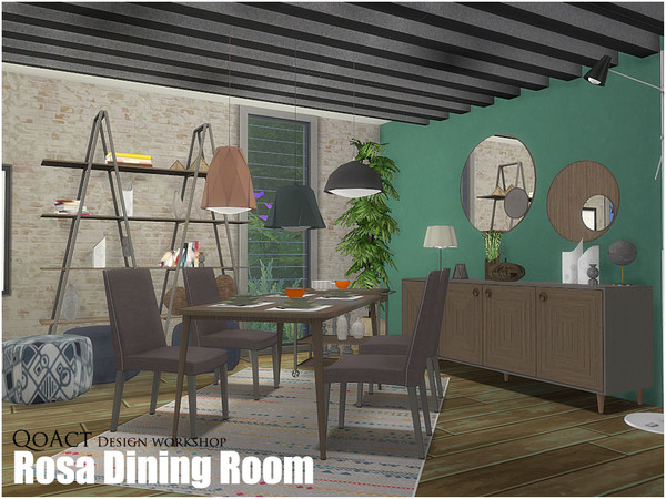 Sims 4 — Rosa Dining Room by QoAct — QoAct Design Workshop | 2017 Dining Room Collection Set Content: - Rosa Dining Chair