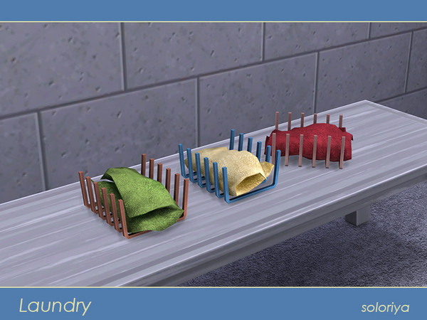 Sims 4 — Laundry Towel by soloriya — One towel on a tray. Part of Laundry set. 3 color variations. Category: Decorative -