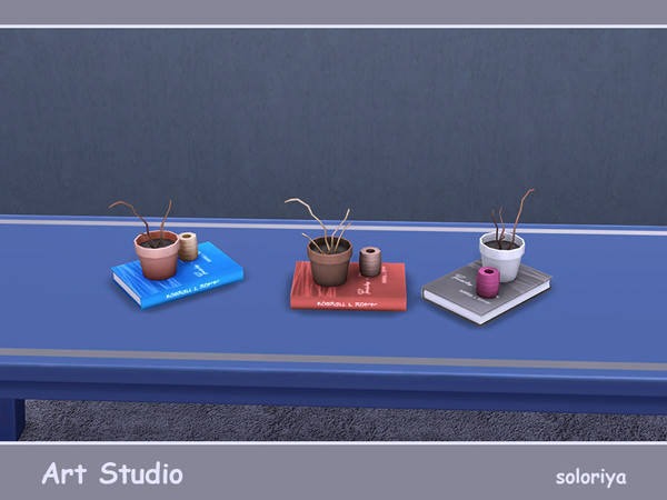 Sims 4 — Art Studio Book by soloriya — Book with a plant and a spool of thread. Part of Art Studio set. 3 color