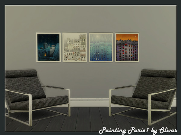 Sims 4 — Set Paris by olivas2 — Created for: The Sims 4 New mesh One painting - 4 repaints. Two pictures in the set Mesh