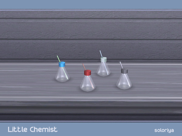 Sims 4 — Little Chemist Beaker version A by soloriya — Glass beaker with a cap and straw. Part of Little Chemist set. 4