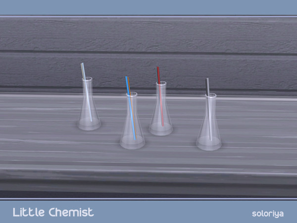 Sims 4 — Little Chemist Beaker version B by soloriya — Glass beaker with two straws. Part of Little Chemist set. 4 color
