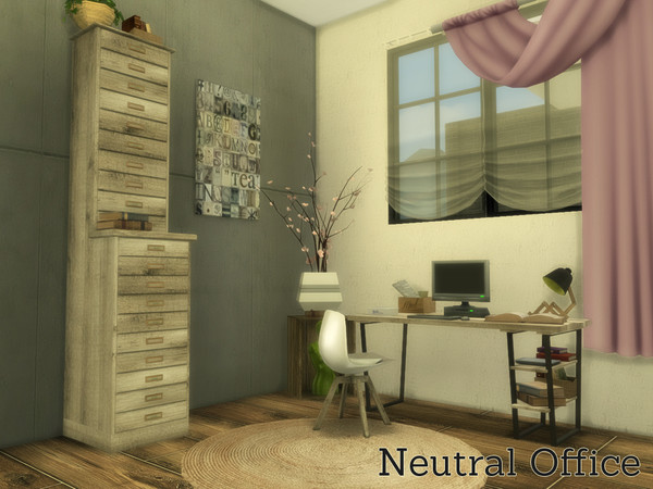 Sims 4 — Neutral Study by Angela — Neutral Study, A new sims 4 set to decorate your sims home office or study room. This
