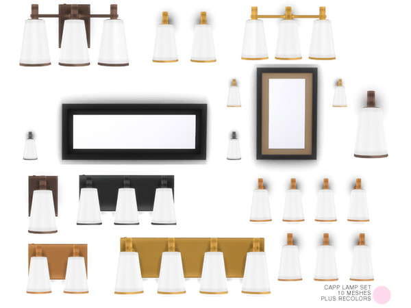 Sims 4 — Capp Lamp Set by DOT — Capp Lamp Set. 10 Contemporary and Modern Lights that include 5 recolors each. White,