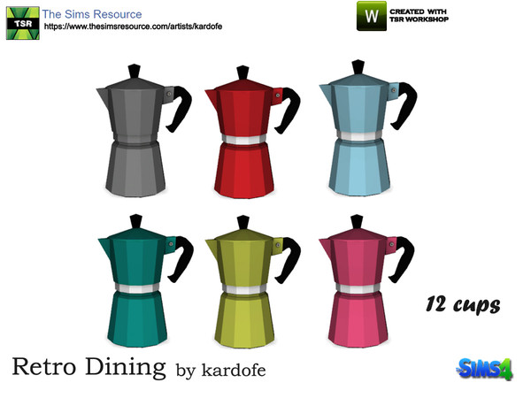 Sims 4 — kardofe_Retro Dining_Coffee pot by kardofe — Italian coffee maker of twelve cups, in six options of intense