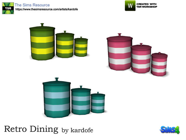 Sims 4 — kardofe_Retro Dining_Cookie Jars by kardofe — Set of three pots of ceramic, in three color options 