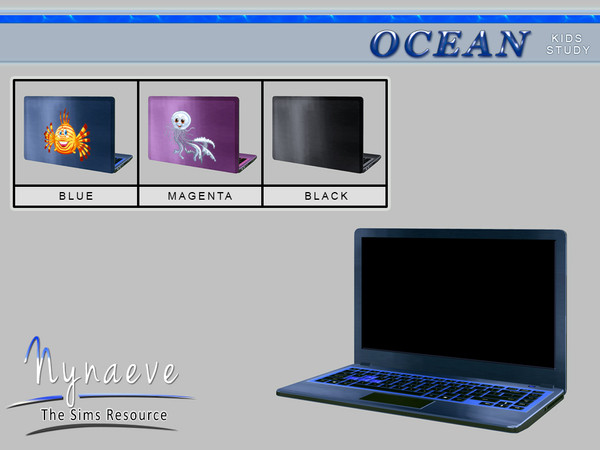 Sims 4 — Ocean Kids Laptop by NynaeveDesign — Ocean Kids Study - Laptop Located in: Electronics - Computers Price: 1530