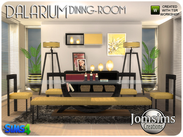Sims 4 — Dalarium Dining Room by jomsims — Dalarium dining room Sims 4. very modern, very worked lines. and modern