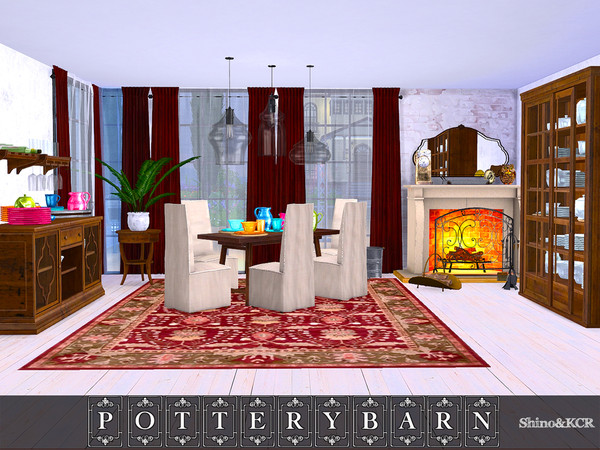 Sims 4 — Dining Potterybarn by ShinoKCR — Diningroom Furniture inspired by Potterybarn - shown Decor in the Decorset
