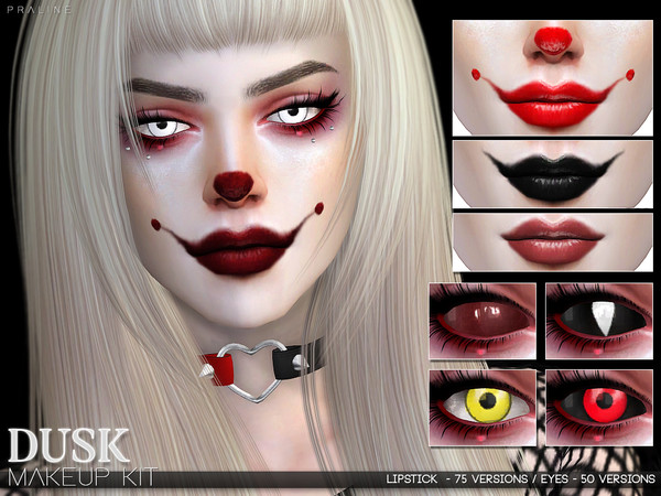 Sims 4 — Dusk Makeup Set by Pralinesims — Lips and contact lenses in several variations.