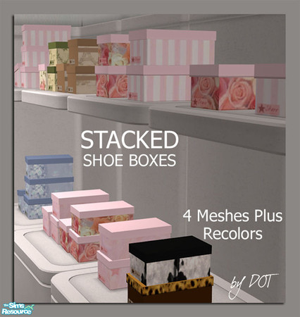 Sims 2 — Stacked Boxes by DOT — Stacked Boxes. 4 Meshes plus recolors. Sims2 by DOT of The Sims Resource.