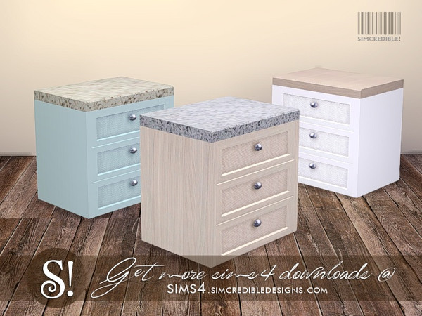 Sims 4 — Coastal Kitchen counter by SIMcredible! — by SIMcredibledesigns.com available at TSR 3 colors in 5 variations