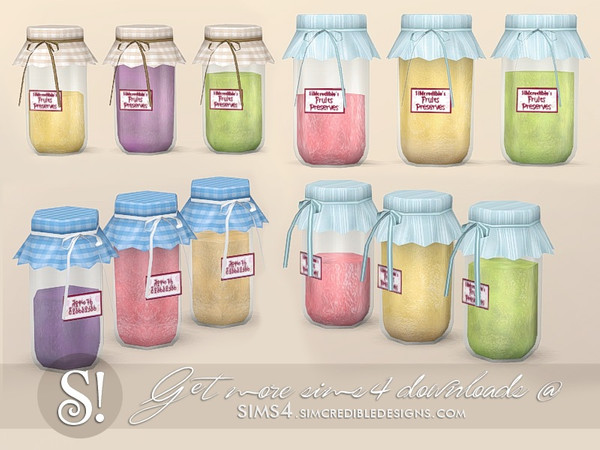 Sims 4 — Coastal kitchen preserves by SIMcredible! — by SIMcredibledesigns.com available at TSR 3 colors variations