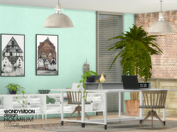 Sims 4 — Holmium Office by wondymoon — - Holmium Office - Wondymoon|TSR - Creations'2017 - Set Contains -Desk -Desk Chair