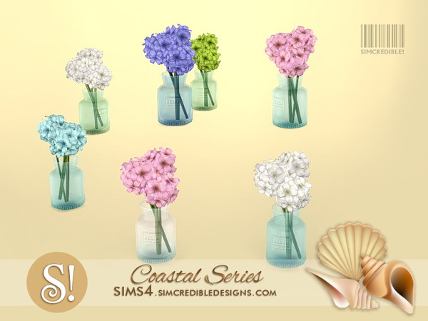 Sims 4 — Coastal Extras - hydrangeas in glass jar by SIMcredible! — by SIMcredibledesigns.com available at TSR 4 colors