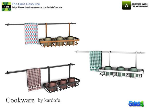 Sims 4 — kardofe_Cookware_Shelf with cups by kardofe —  Wall bar, for the kitchen, with cups and dishcloth