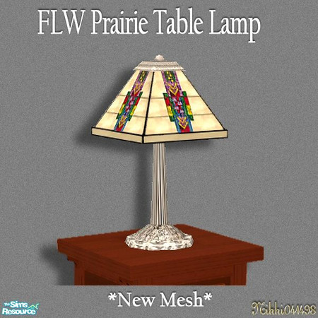 Sims 2 — FLW Prairie Table Lamp by Nikki041498 — *New Mesh* Another example of the glass art of Frank Lloyd Wright. This