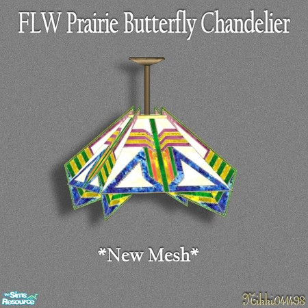 Sims 2 — FLW Butterly Chandelier by Nikki041498 — *New Mesh* A stunning example of the artistry of Frank Lloyd Wright,