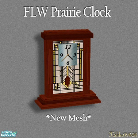 Sims 2 — FLW Prairie Clock by Nikki041498 — *New Mesh* A handsome and elegant timepiece to enrich your decor. Inspired by