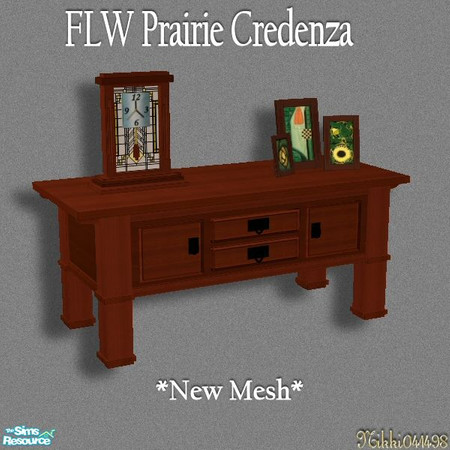 Sims 2 — FLW Prairie Credenza by Nikki041498 — *New Mesh* Rich wood and simple details enrich the look of this Prairie