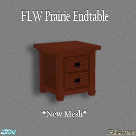Sims 2 — FLW Prairie Endtable by Nikki041498 — *New Mesh* Rich wood and simple details enrich the look of this Prairie