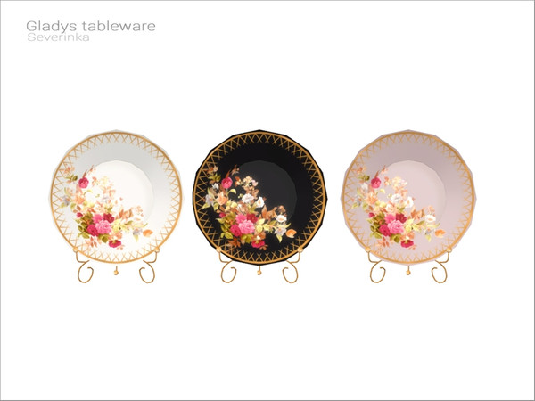 Sims 4 — [Gladys tableware] - plate big by Severinka_ — Decotative big porcelain plate on stand From the set 'Gladys