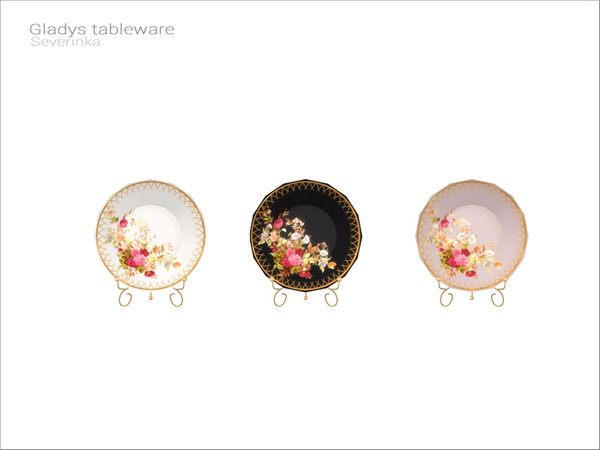Sims 4 — [Gladys tableware] - plate small by Severinka_ — Decotative small porcelain plate on stand From the set 'Gladys