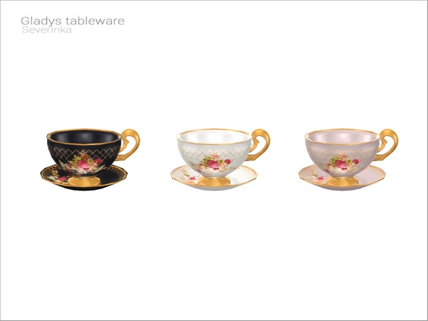 Sims 4 — [Gladys tableware] - cup on plate by Severinka_ — Porcelain cup on plate From the set 'Gladys tableware' Build /
