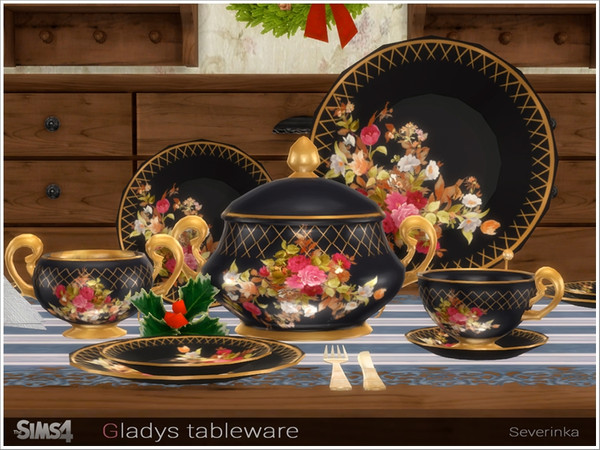 Sims 4 — Gladys tableware by Severinka_ — A set of decorative dishes for decorating the table, dining room, kitchen.