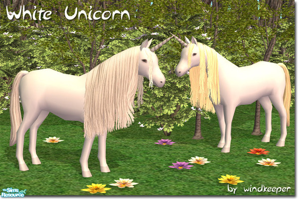 Sims 2 — White Unicorn by Windkeeper — Decorative lifesize white unicorn. Also included golden mane recolor.