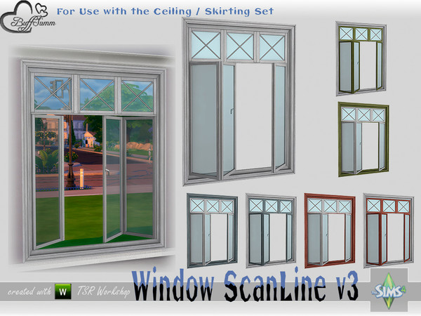 Sims 4 — WindowSet ScanLine Full 2x1 v3 ceiling open by BuffSumm — Part of the *Window Set ScanLine* Created by BuffSumm