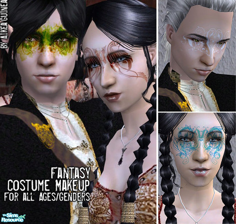 Sims 2 — Fantasy Makeup Set by aikea_guinea — Fantasy costume makeup for both genders and all ages. Found under Blush.