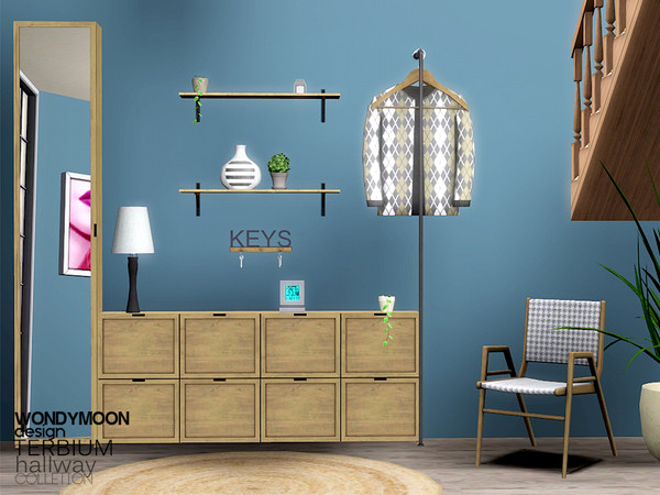 Sims 3 — Terbium Hallway by wondymoon — - Terbium Hallway - Wondymoon|TSR - Creations'2018 - Set Contains -Shoe Cabinet
