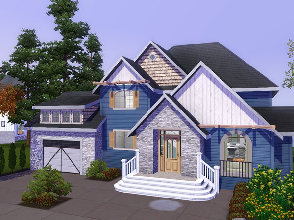 Sims 3 — Rustic Tudor by Gamergurl101 — Welcome to this beautiful blue rustic tudor style home! features 3 bedrooms (all
