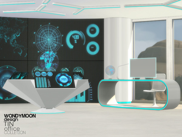 Sims 4 — Tin Office by wondymoon — - Tin Office - Wondymoon|TSR - Creations'2018 - Set Contains -Desk -Desk Chair
