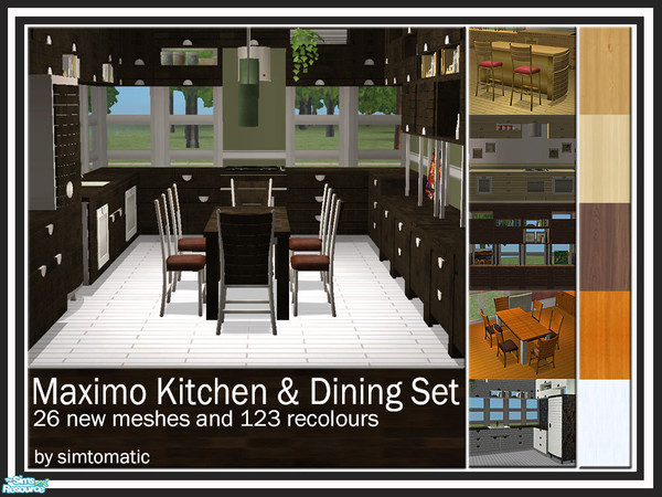 Sims 2 — MAXIMO Kitchen & Dining SUPERSET by simtomatic — Download all Maximo mesh and recolour files in a single