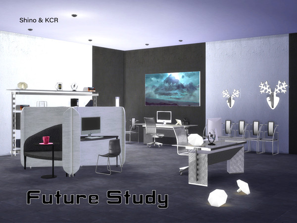 Sims 4 — Study Future by ShinoKCR — Part of the Future Theme - the futuristic Furniture Set for an Office or Study Room