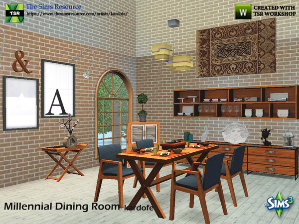 Sims 3 — Millennial Dining Room by kardofe — Pleasant and practical dining room with a table and chairs, two sideboards,