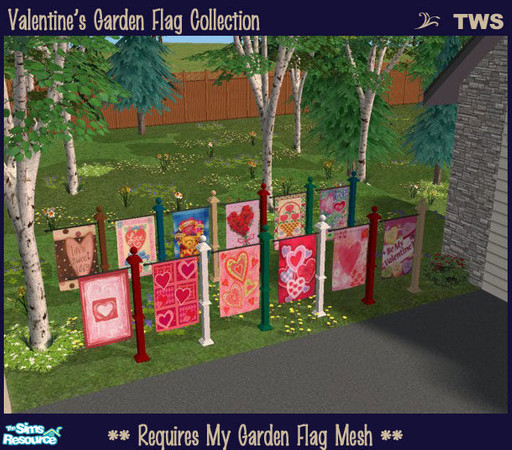 Sims 2 — Valentine\'s Garden Flag Collection by wildstar24 — A set of 12 Valentine\'s-themed flags to use with my