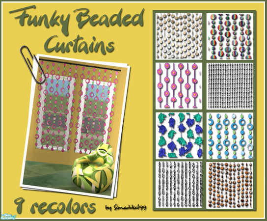 Sims 2 — Funky Beaded Curtains by Simaddict99 — 9 funky, 70\'s inspired, recolors for my beaded curtain mesh.