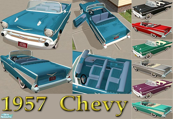Sims 2 — 1957 Chevy by Dr Pixel — Drivable 1957 Chevy Convertible - requires NightLife. Mesh converted from a free mesh
