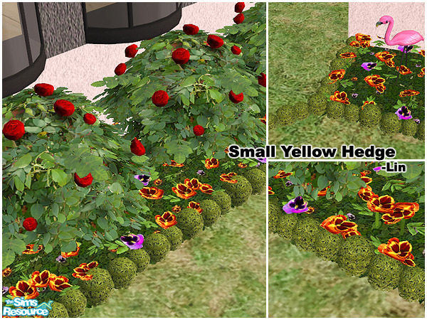 Sims 2 — Small Yellow Hedge by H.Lin — you need at least one EP to use this.