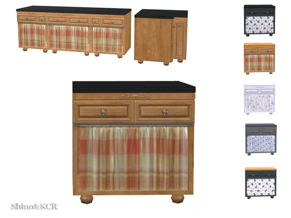 Sims 4 — Kitchen Country - Counter Curtain n Drawers by ShinoKCR — Kitchen Furniture to match the Country Series