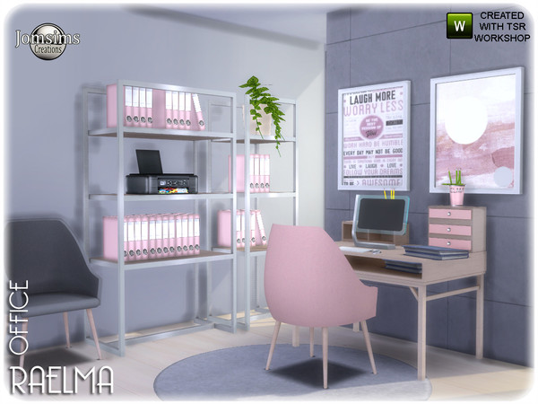 Sims 4 — Raelma office by jomsims — Raelma office. soft colors. Wood. And cute little objects of decorations. 11 new