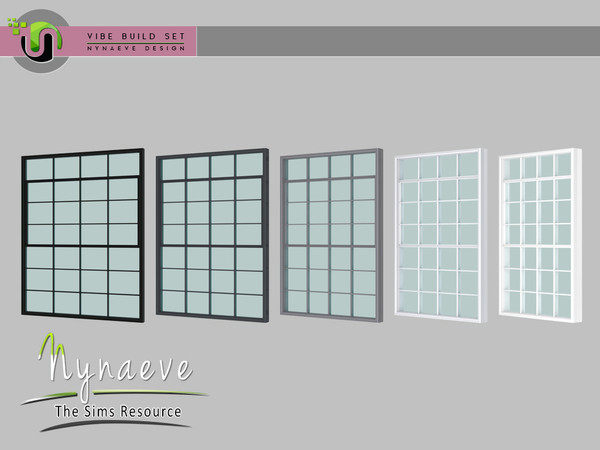 Sims 4 — Vibe Tall Window - 2 tiles (closed) by NynaeveDesign — Vibe Build Set - Tall Window - 2 tiles (closed) Located