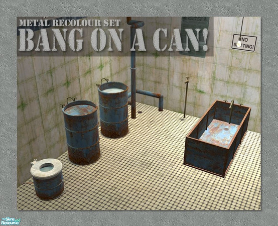 Sims 2 — Bang-On-A-Can Rusted Recolours by Cyclonesue — A set of recolours for the Bang-On-A-Can Bargain Bathroom set in
