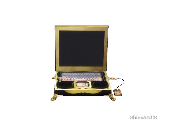 Sims 4 — Study Steampunk - Laptop by ShinoKCR — crafted by hand and heart Furniture for your Steampunk Home