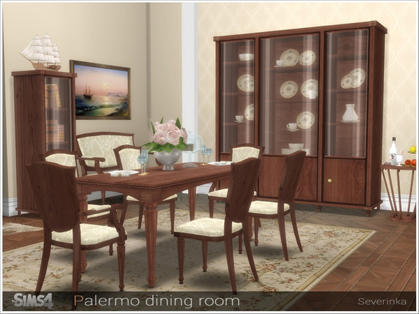 Sims 4 — Palermo dining room by Severinka_ — Set of furniture for decorating a dining room in a classic style. Wood