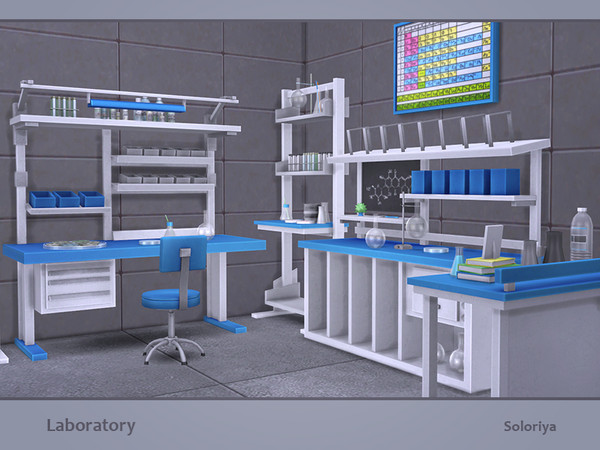 Sims 4 — Laboratory by soloriya — Chemical laboratory for your scientists sims. Includes 10 objects, has 3 color