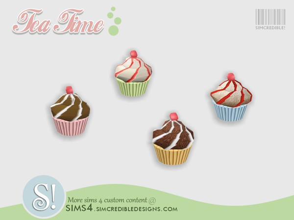 Sims 4 — Tea Time cupcake *decor* by SIMcredible! — by SIMcredibledesigns.com available at TSR 4 colors variations